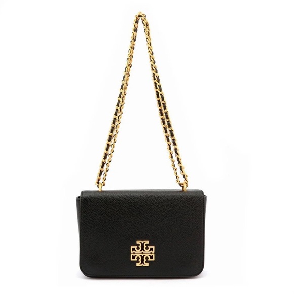 Tory Burch Medium Pebbled Britten Shoulder Flap Chain Bag - Picture 1 of 9